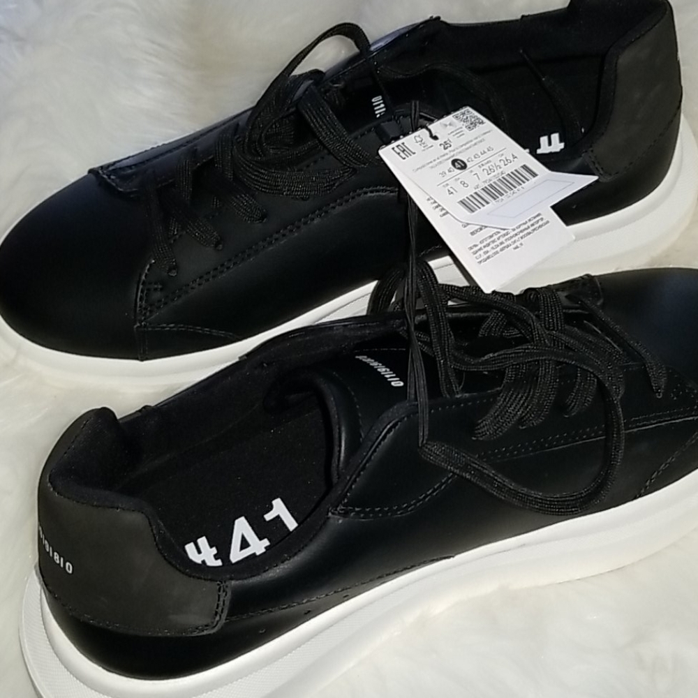 👣BERSHKA😄 Men's Faux Leather Platform Sneakers😃size 8 - Picture 4 of 13